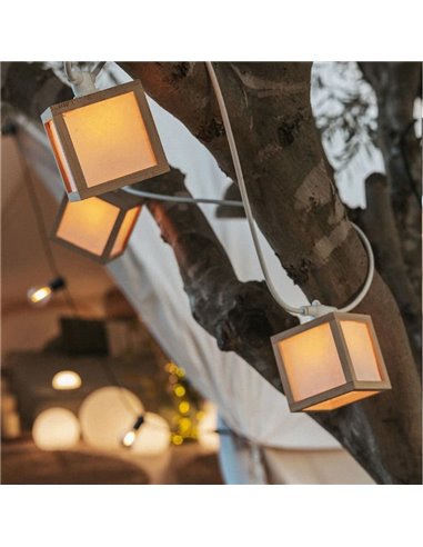 Guirlande décorative LED VEGA, extérieur avec 10 ampoules lumière chaude, solaire, batterie et câble, IP44