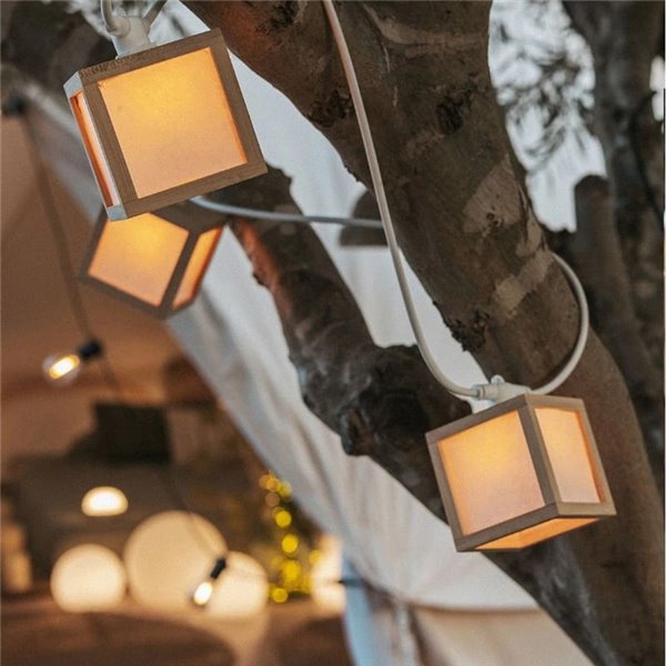 Guirnalda decorativa LED VEGA, de exterior con 10 bombillas de luz cálida, solar, batería y cable, IP44