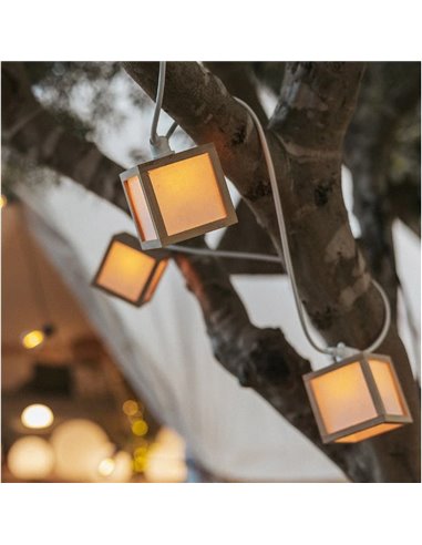 Guirnalda decorativa LED VEGA, de exterior con 10 bombillas de luz cálida, solar, batería y cable, IP44