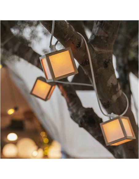 Guirnalda decorativa LED VEGA, de exterior con 10 bombillas de luz cálida, solar, batería y cable, IP44