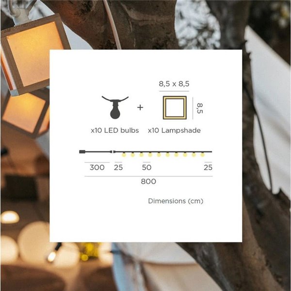 Guirnalda decorativa LED VEGA, de exterior con 10 bombillas de luz cálida, solar, batería y cable, IP44