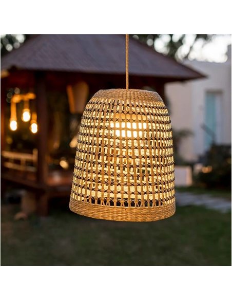 Lampe à suspension d'extérieur POSITANO, E27 (non incluse) style rustique, avec câble textile noir, installation facile