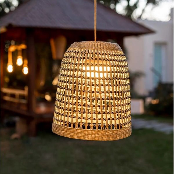 Lampe à suspension d'extérieur POSITANO, E27 (non incluse) style rustique, avec câble textile noir, installation facile