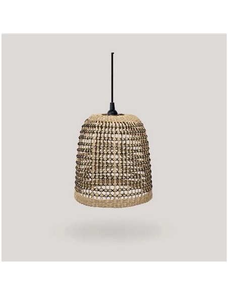 Lámpara colgante exterior POSITANO, E27 (no incl.) estilo rústico, con cable textil negro, fácil instalación