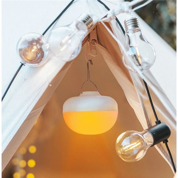 Ampoule LED rechargeable Cherry 9 W, blanc chaud 1800 K, avec télécommande infrarouge et base magnétique, pour l'extérieur