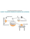 Bombilla LED recargable CHERRY, 9W, luz muy cálida 1800K, con mando IR y base magnética, exterior








