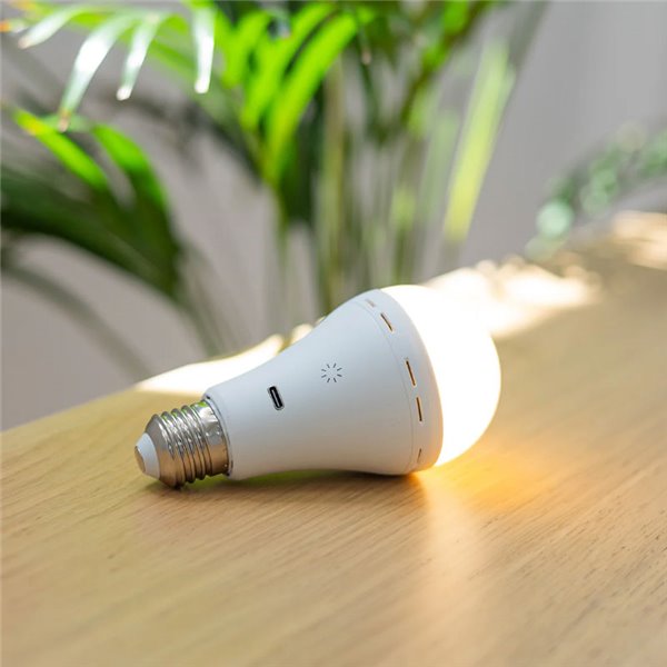 Bombilla portátil recargable E27 LAPERA, 350Lm, luz regulable y dimable con mando y temporizador