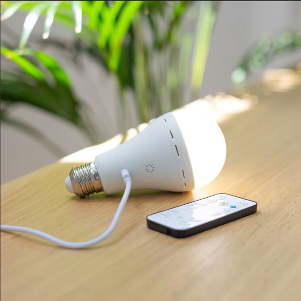 Lâmpada portátil recarregável LAPERA E27, 350 lm, luz regulável e ajustável com controle remoto e temporizador