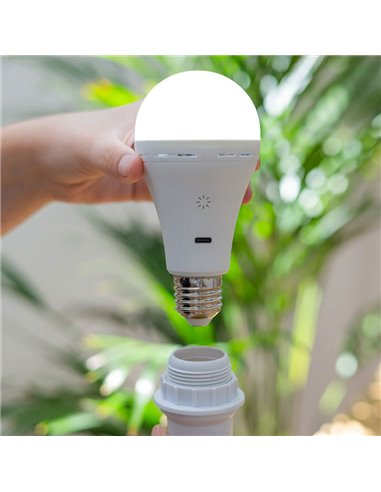 Ampoule portable rechargeable LAPERA E27, 350 lm, intensité variable et réglable, avec télécommande et minuterie
