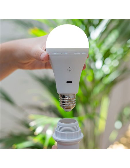 Ampoule portable rechargeable LAPERA E27, 350 lm, intensité variable et réglable, avec télécommande et minuterie