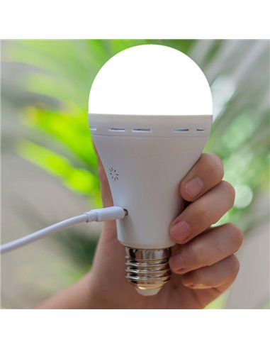 Bombilla portátil recargable E27 LAPERA, 350Lm, luz regulable y dimable con mando y temporizador