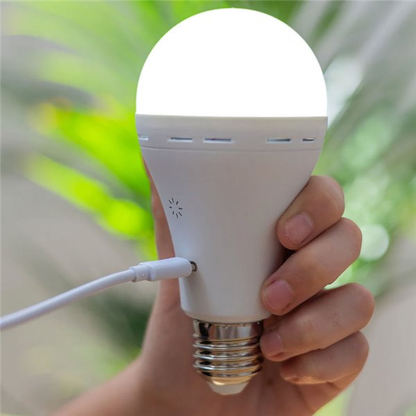 Bombilla portátil recargable E27 LAPERA, 350Lm, luz regulable y dimable con mando y temporizador