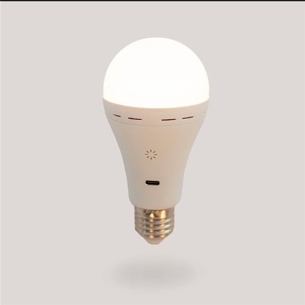 Bombilla portátil recargable E27 LAPERA, 350Lm, luz regulable y dimable con mando y temporizador