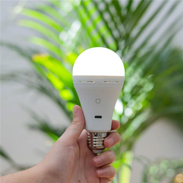 Bombilla portátil recargable E27 LAPERA, 350Lm, luz regulable y dimable con mando y temporizador