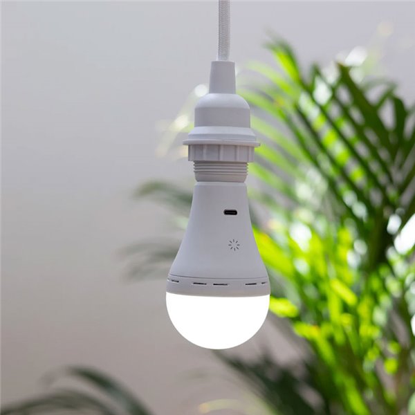 Bombilla portátil recargable E27 LAPERA, 350Lm, luz regulable y dimable con mando y temporizador