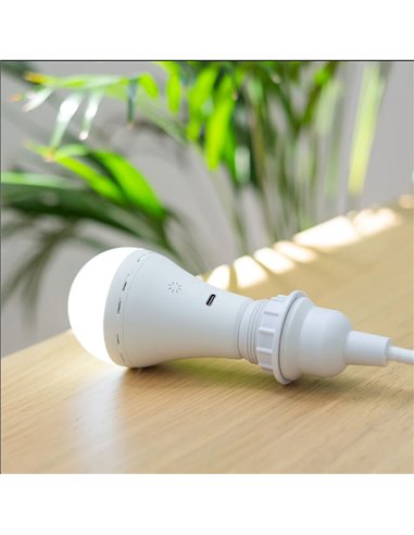 Bombilla portátil recargable E27 LAPERA, 350Lm, luz regulable y dimable con mando y temporizador