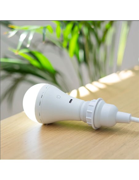 Lâmpada portátil recarregável LAPERA E27, 350 lm, luz regulável e ajustável com controle remoto e temporizador