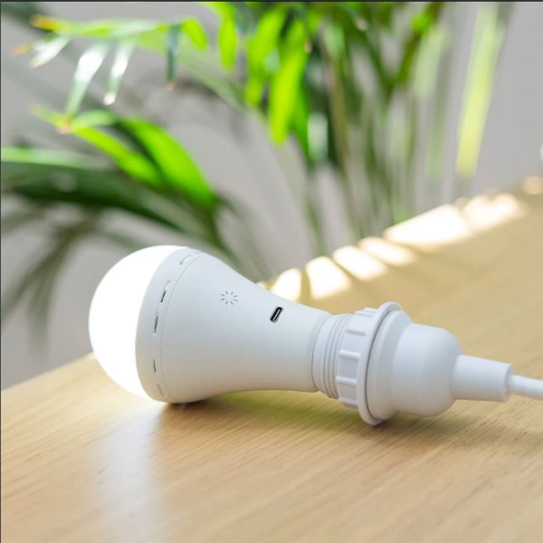 Lâmpada portátil recarregável LAPERA E27, 350 lm, luz regulável e ajustável com controle remoto e temporizador