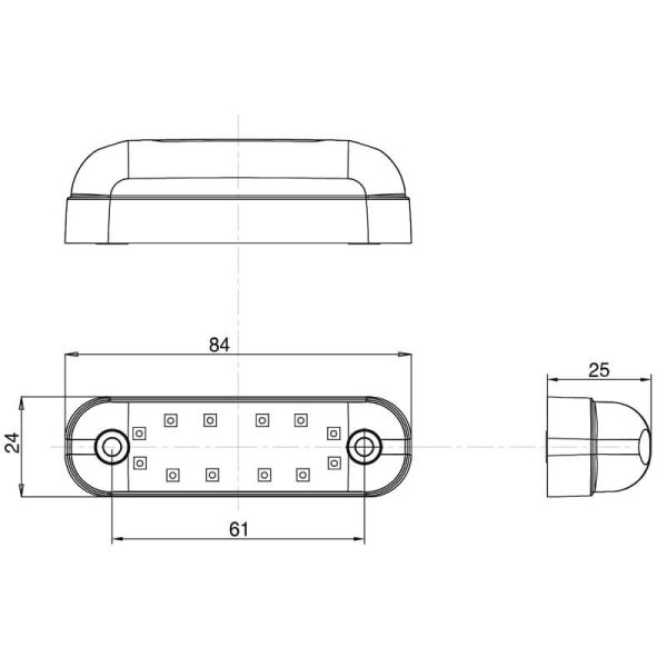 Mesures Mini Troisième Feu Stop Led Rouge Rectangulaire 12V S3 Tulipe Rouge Était 2059 | LeonLeds