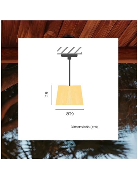 Luminária pendente OKINAWA, E27, para uso externo, feita à mão com fibras naturais