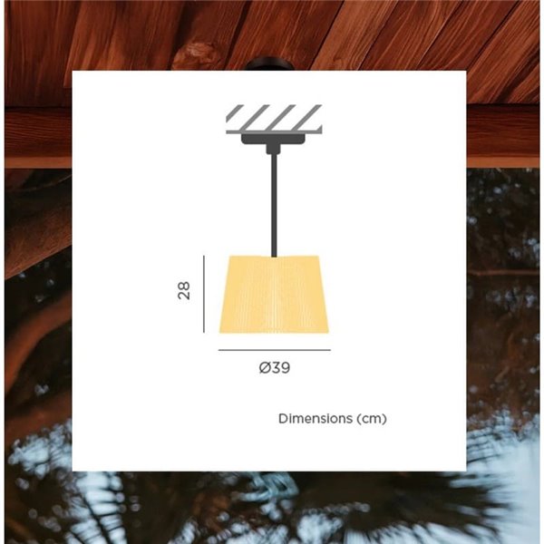 Luminária pendente OKINAWA, E27, para uso externo, feita à mão com fibras naturais