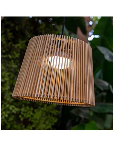 Lámpara de techo colgante OKINAWA, E27, para exterior, hecha a mano con fibras naturales