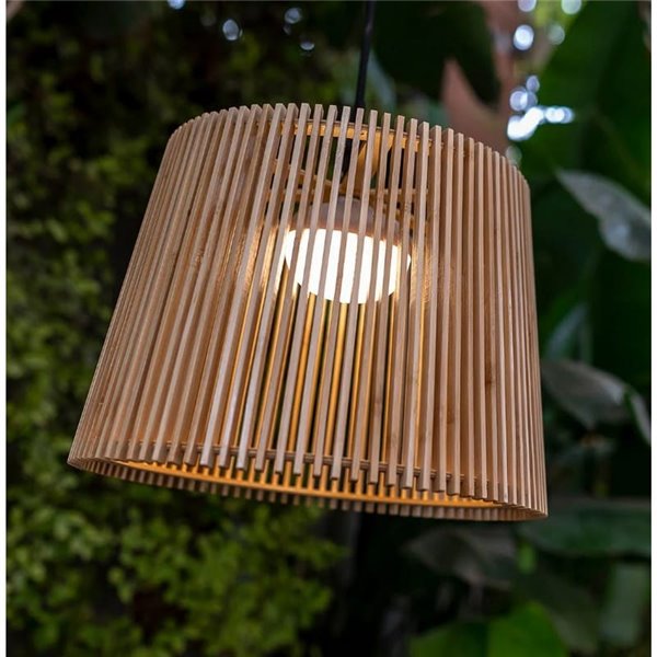 Lámpara de techo colgante OKINAWA, E27, para exterior, hecha a mano con fibras naturales