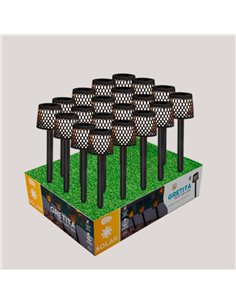 Piquet solaire LED GRETITA, lot de 20, avec capteur crépusculaire, 8 lm, 3 000 K, noir