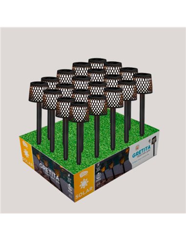 Piquet solaire LED GRETITA, lot de 20, avec capteur crépusculaire, 8 lm, 3 000 K, noir