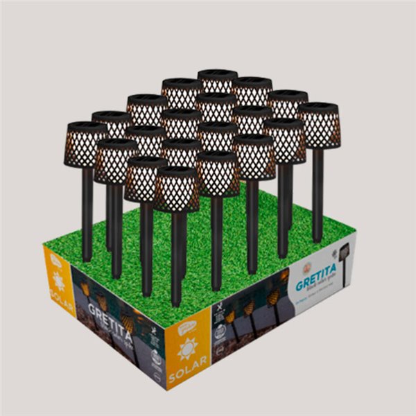 Pica solar LED GRETITA pack de 20 uds, con sensor crepuscular 8Lm, 3000K, negro






