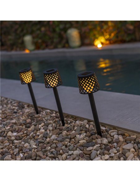 Pica solar LED GRETITA pack de 20 uds, con sensor crepuscular 8Lm, 3000K, negro






