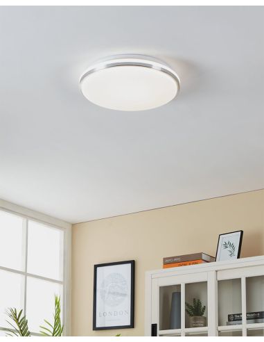 Ambiente Plafón LED de Techo y Pared para Baño PINETTO IP44 15,6W 4000K Blanco y Cromo 900365 Eglo