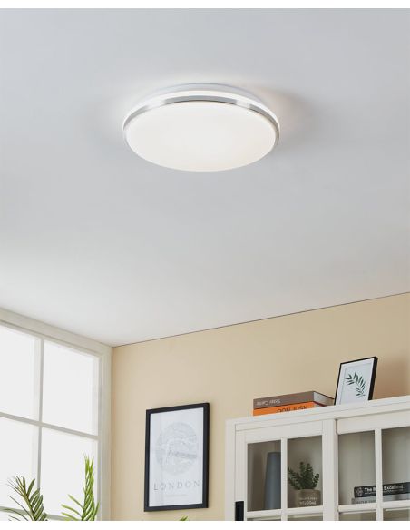 Ambiente Plafón LED de Techo y Pared para Baño PINETTO IP44 15,6W 4000K Blanco y Cromo 900365 Eglo