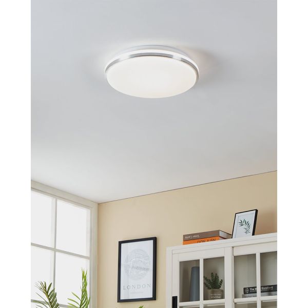 Ambiente Plafón LED de Techo y Pared para Baño PINETTO IP44 15,6W 4000K Blanco y Cromo 900365 Eglo