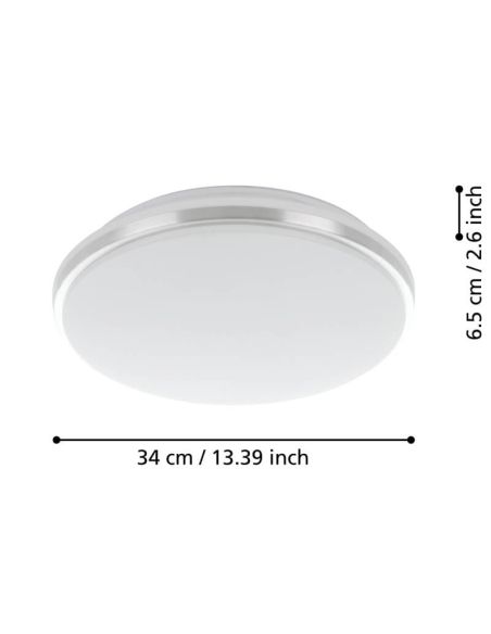 Plafonnier et applique murale de salle de bain à LED PINETTO IP44 15,6 W 4 000 K blanc et chrome Dimensions 900365 Eglo