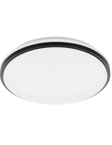 Plafonnier LED PINETTO noir et blanc IP44 Ø340mm 15,6W 4000K pour salle de bain moderne style Eglo 900366