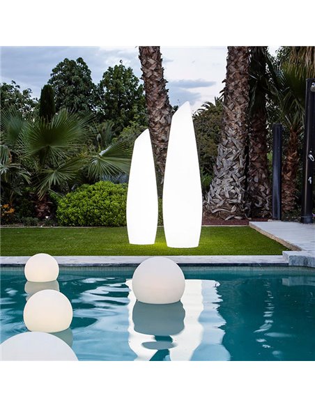 Lámpara de pie LED con batería recargable FREDO 140, luz RGB y fría