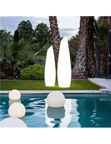 Lámpara de pie LED moderna de exterior con cable FREDO 140, luz fría o cálida