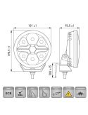 Dimensiones Faro LED 7" Homologado Blade Negro - Luz de Posición Blanca - Ambar y Largo Alcance R10, R149, R148