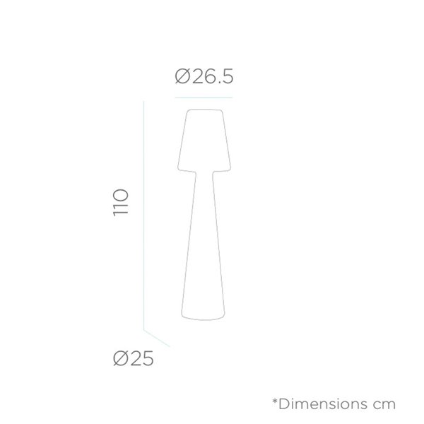Lámpara de pie LED para exterior LOLA 110, con cable de luz fria o cálida