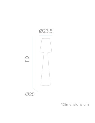 Luminária de chão LED Lola, bateria recarregável, 110 ou 165 cm