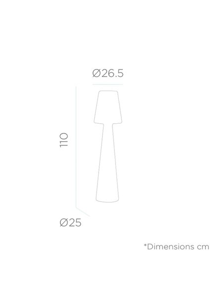 Luminária de chão LED Lola, bateria recarregável, 110 ou 165 cm