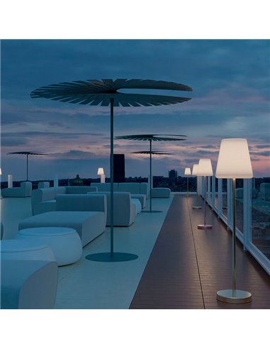 Lámpara de pie LED solar con batería externa LOLA SLIM 120, dorado, Luz RGB + fría + cálida