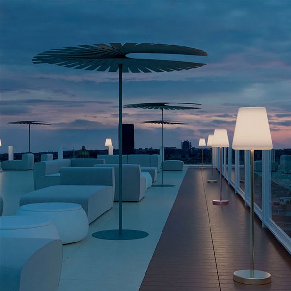 Lámpara de pie LED solar con batería externa LOLA SLIM 120, dorado, Luz RGB + fría + cálida