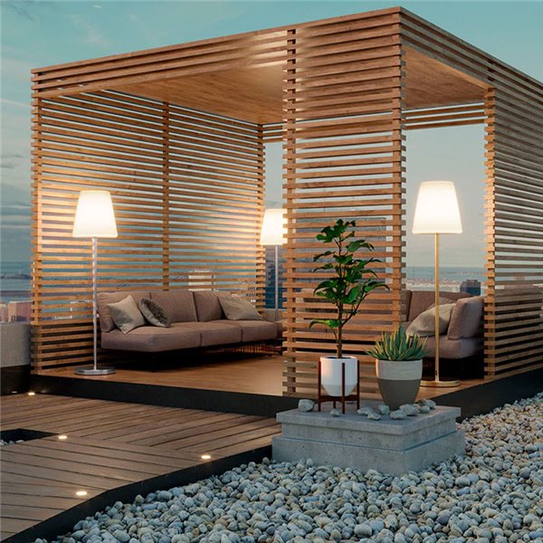 Lámpara de pie LED solar con batería externa LOLA SLIM 120, dorado, Luz RGB + fría + cálida