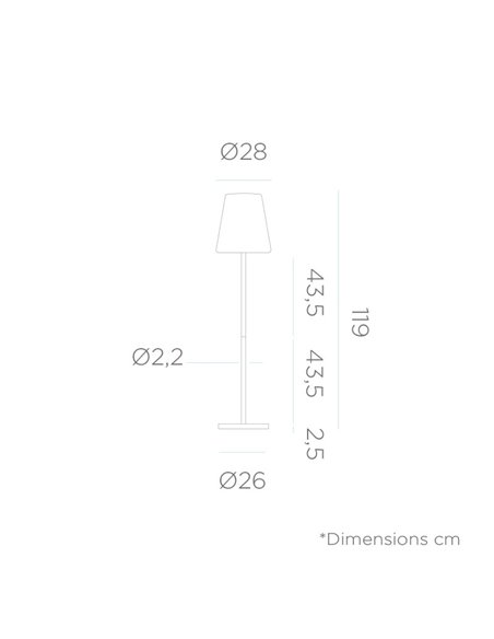 Lampadaire solaire LED LOLA SLIM 120 avec batterie externe, doré, lumière RVB + froide + chaude