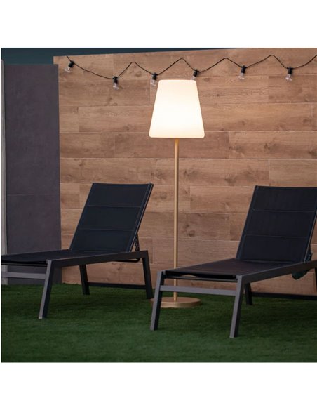 Lámpara de pie LED para exterior LOLA SLIM 180, con cable yute de luz fría y cálida, rosa o dorado