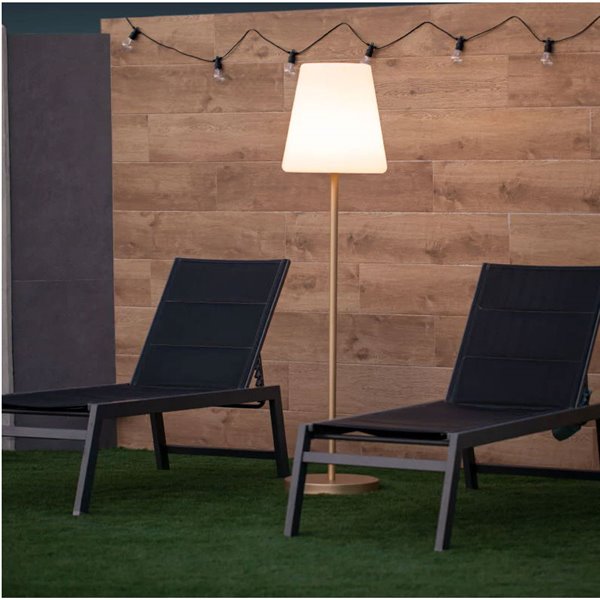 Luminária de chão LED para exterior LOLA SLIM 180, com cabo de juta para luz fria e quente, rosa ou dourado