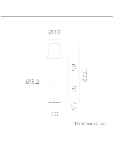 Lámpara de pie LED para exterior LOLA SLIM 180, con cable yute de luz fría y cálida, rosa o dorado