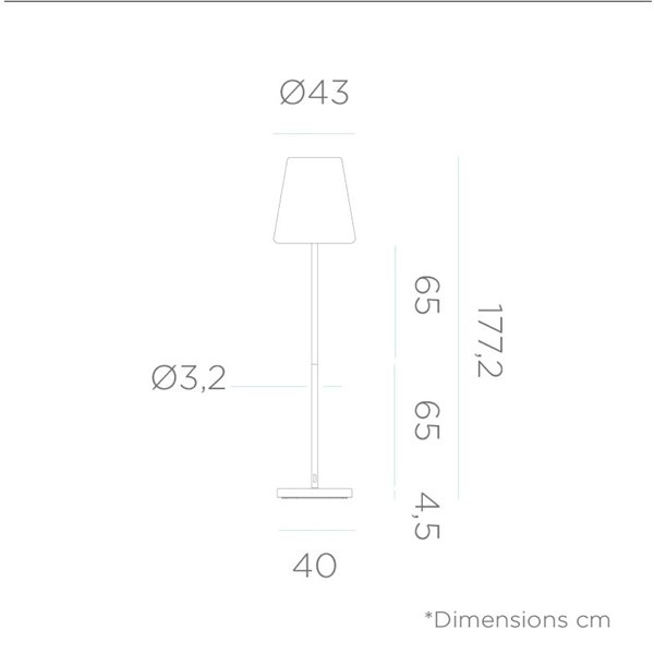 Lámpara de pie LED para exterior LOLA SLIM 180, con cable yute de luz fría y cálida, rosa o dorado